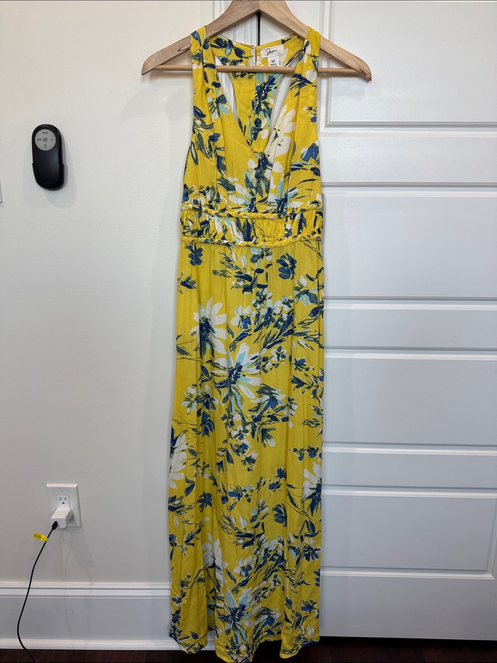 Japna Women’s Stunning Yellow Watercolor Floral Dress Button Up Racerback Medium